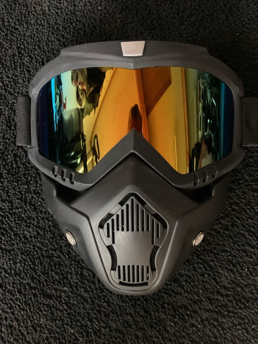 Tactical Black Full-Face Goggles with Mirrored Lens